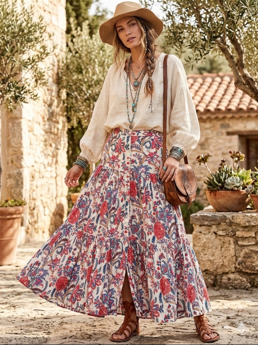 Soft Surroundings Floral Maxi Skirt – Boho Chic & Flowy Comfort.